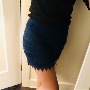 Navy Blue Lace Skirt